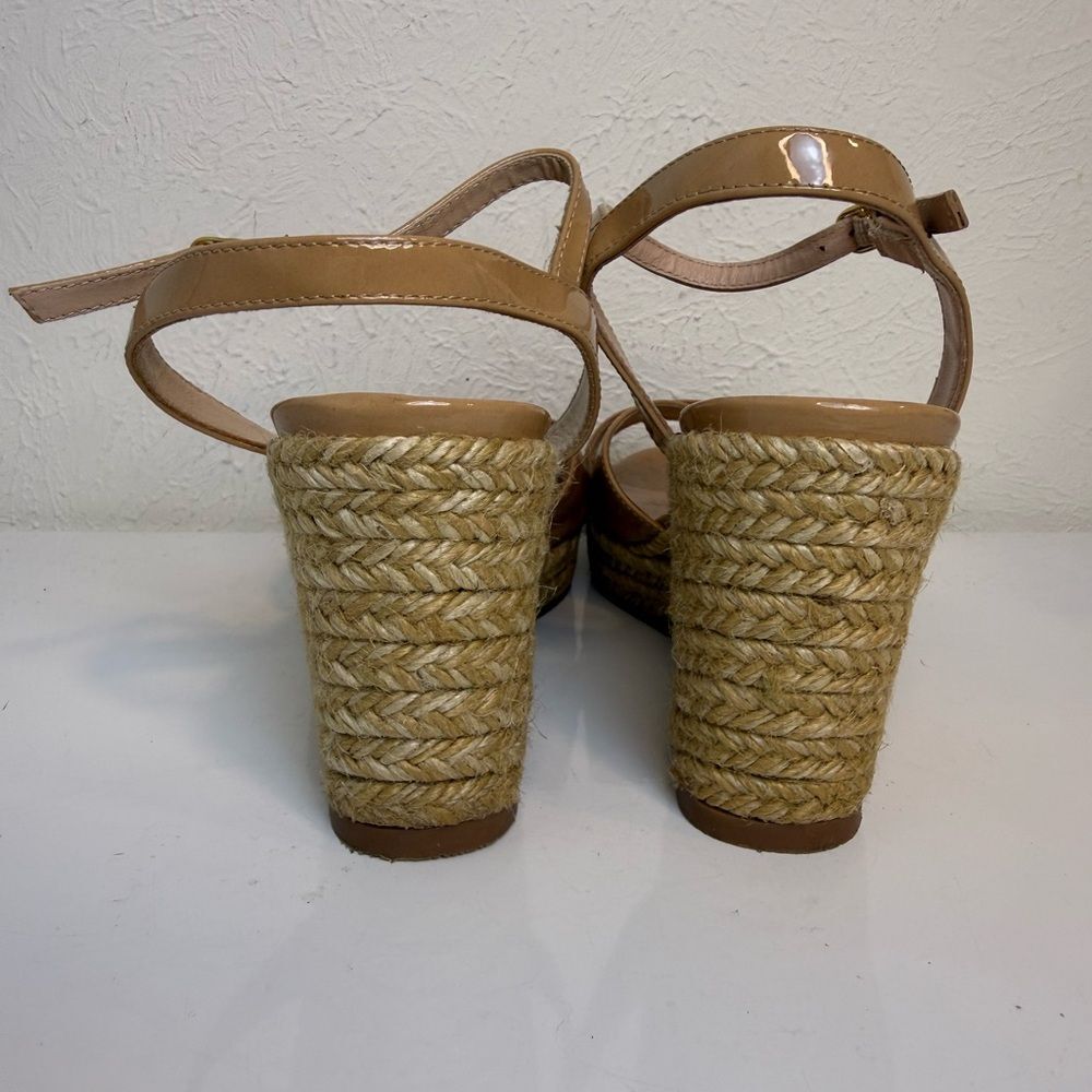 Stuart Weitzman Rosemarie Patent Leather Wedge Espadrille Sandals Size 7 - Picture 5 of 9